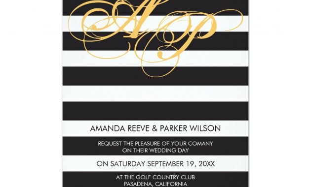 Stripe Wedding Invitation Template Black And White Zazzle In within dimensions 1104 X 1104