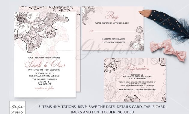 Studio His And Hers Wedding Invitations Templates Blush Pink Floral for measurements 1158 X 772