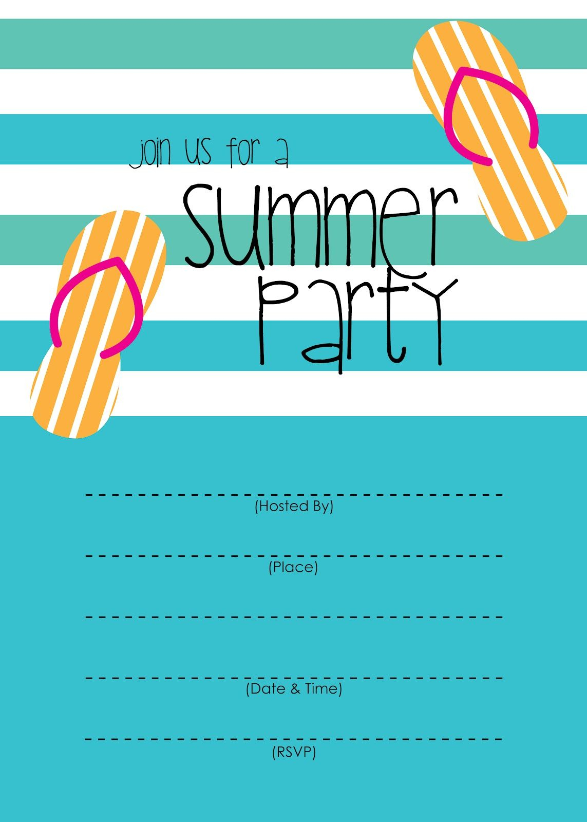 Summer Party Invitation Free Printable End Of Year Party Ideas intended for size 1143 X 1600