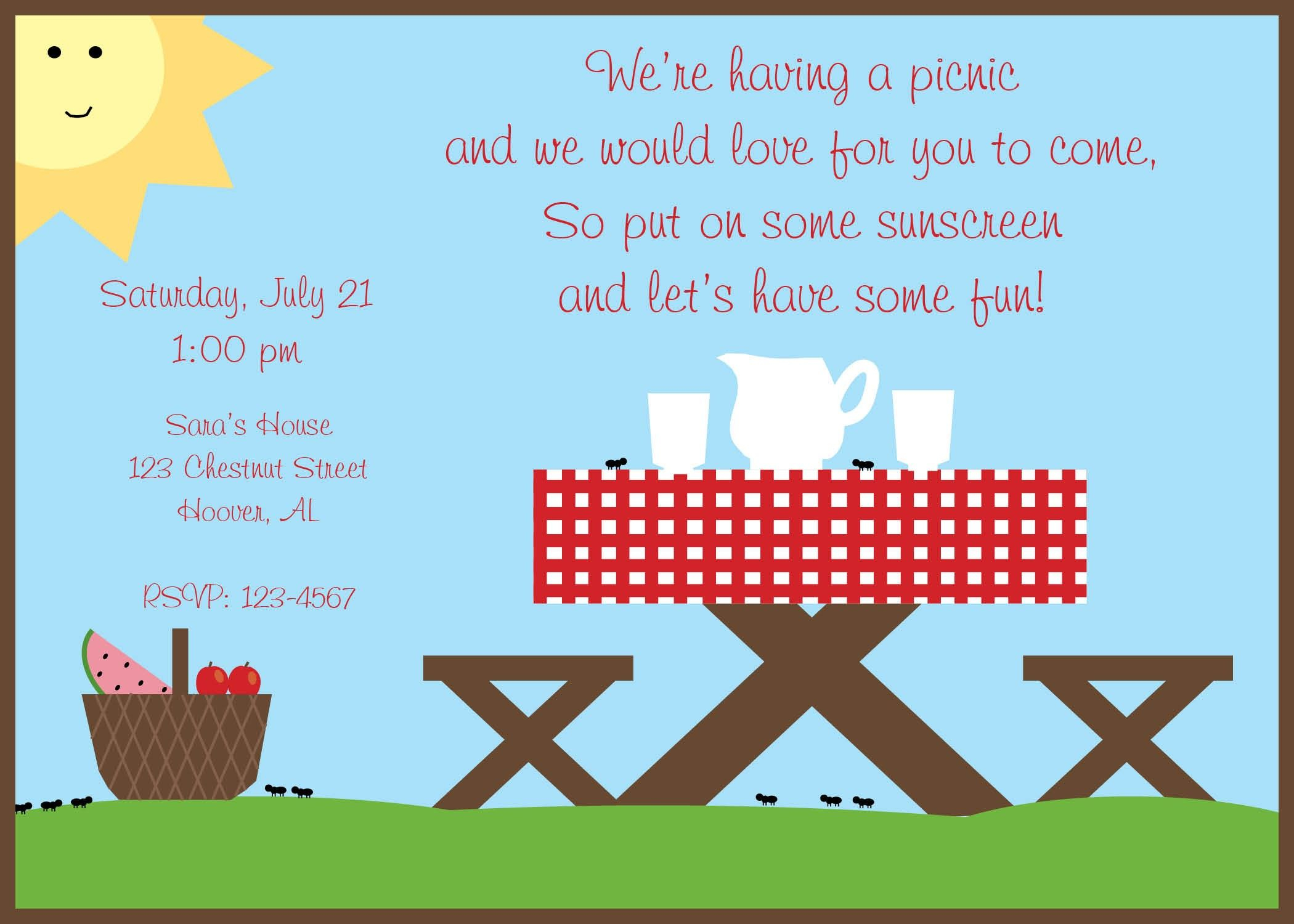 Summer Picnic Invitations Templates My Style Picnic Invitations within proportions 2100 X 1500