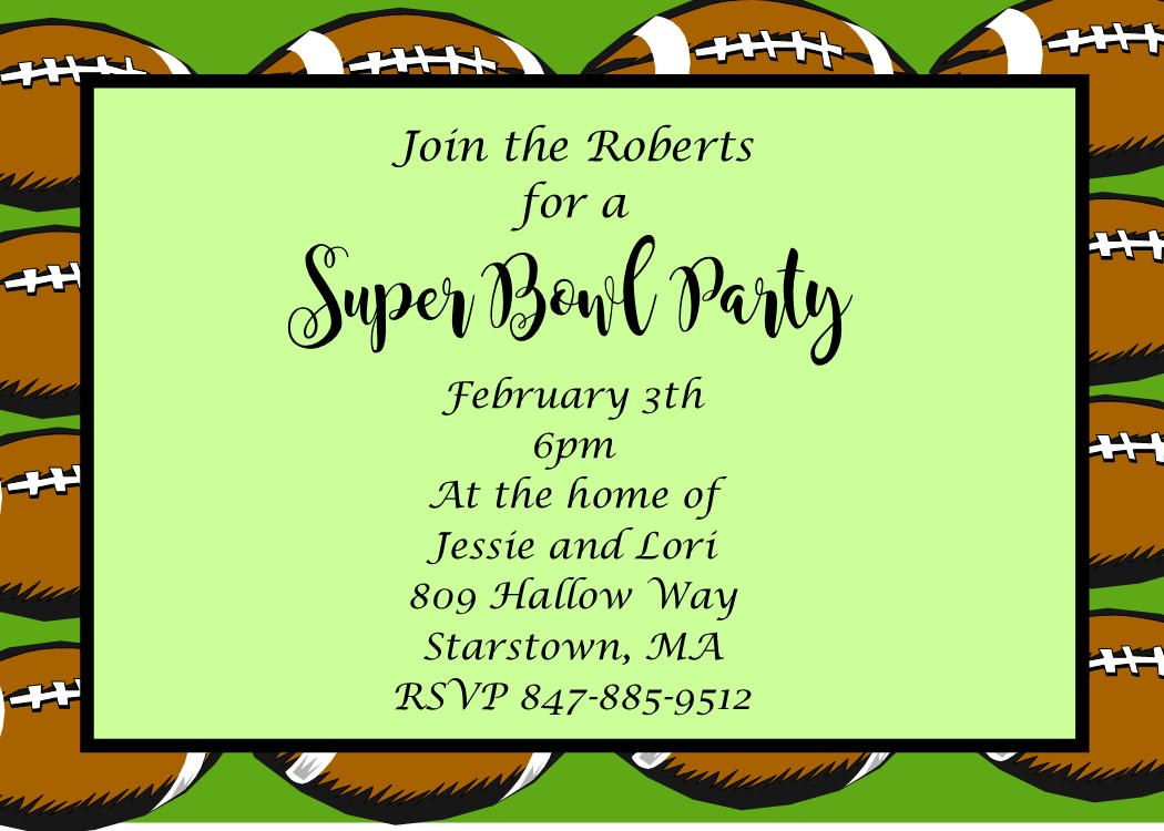 Super Bowl Party Invitations 2019 Football in proportions 1050 X 750