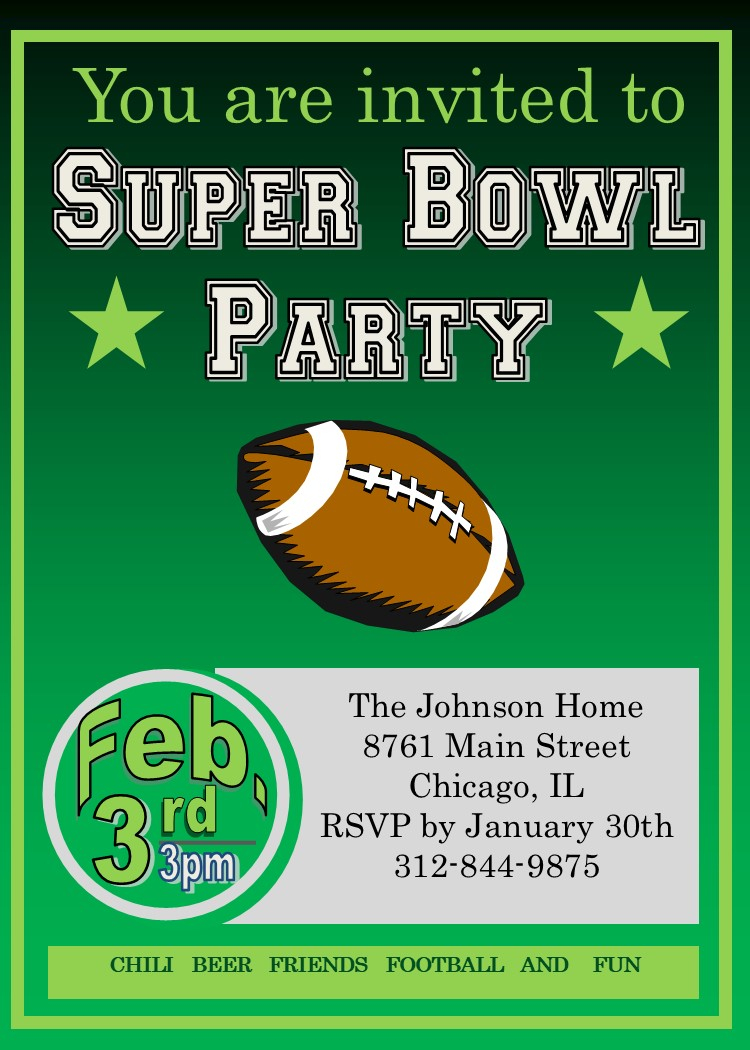 Super Bowl Party Invitations 2019 Football intended for sizing 750 X 1050