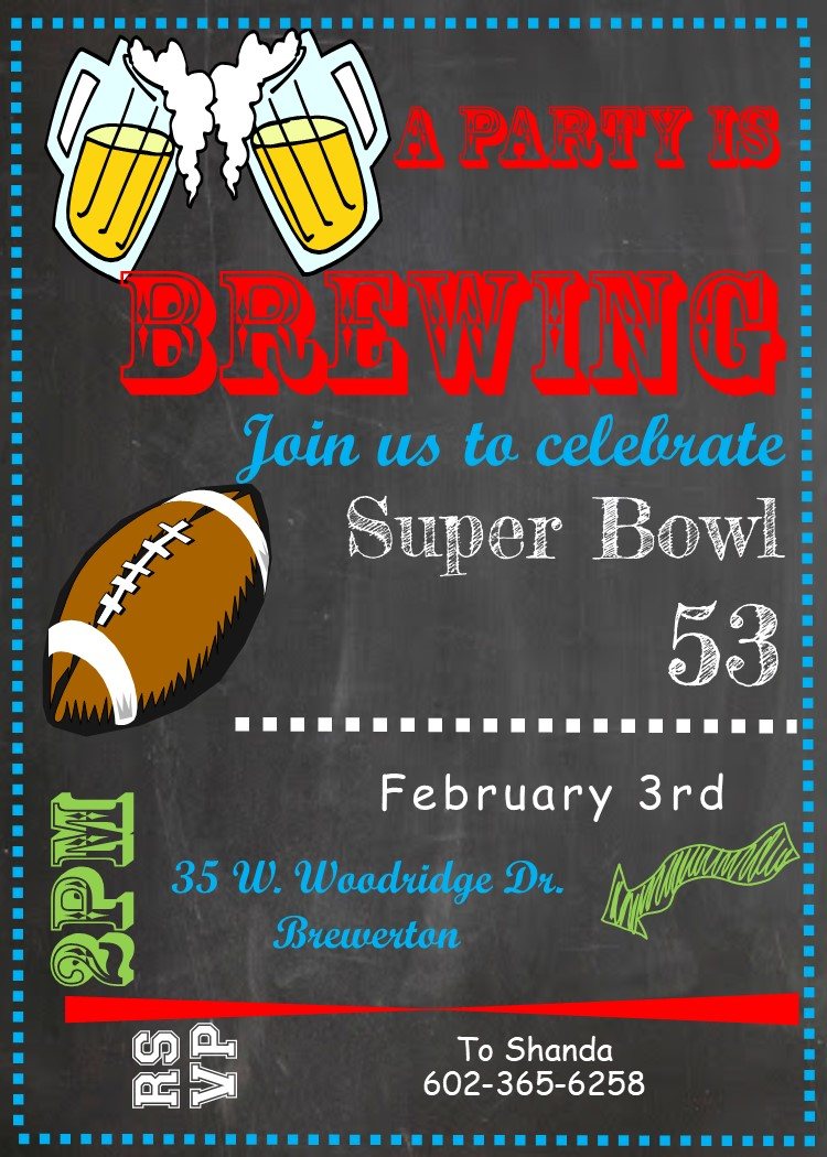 Super Bowl Party Invitations 2019 Football with regard to size 750 X 1050