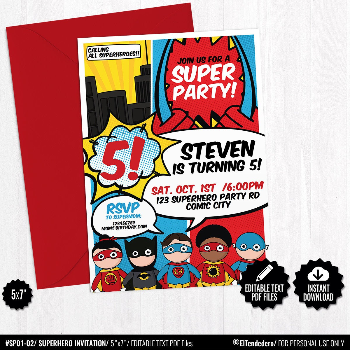 Superhero Invitation Template Printable Comic Book Invite Etsy regarding proportions 1200 X 1200