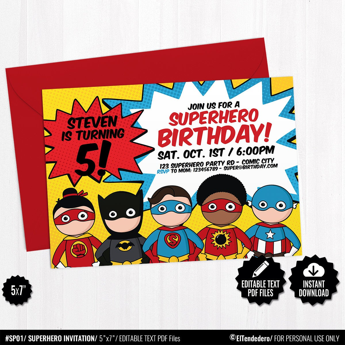 Superhero Invitation Template Printable Superheroes Comic Etsy intended for sizing 1200 X 1200