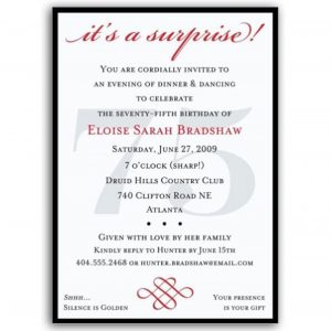 Surprise 75th Birthday Invitations Wording Templates Moms 75th B for measurements 1000 X 1001