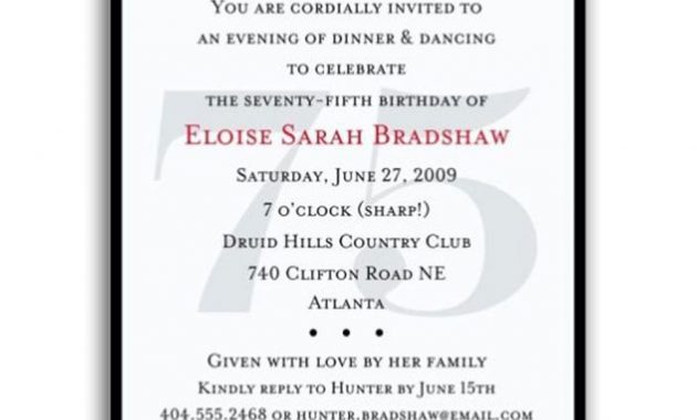Surprise 75th Birthday Invitations Wording Templates Moms 75th B intended for proportions 1000 X 1001