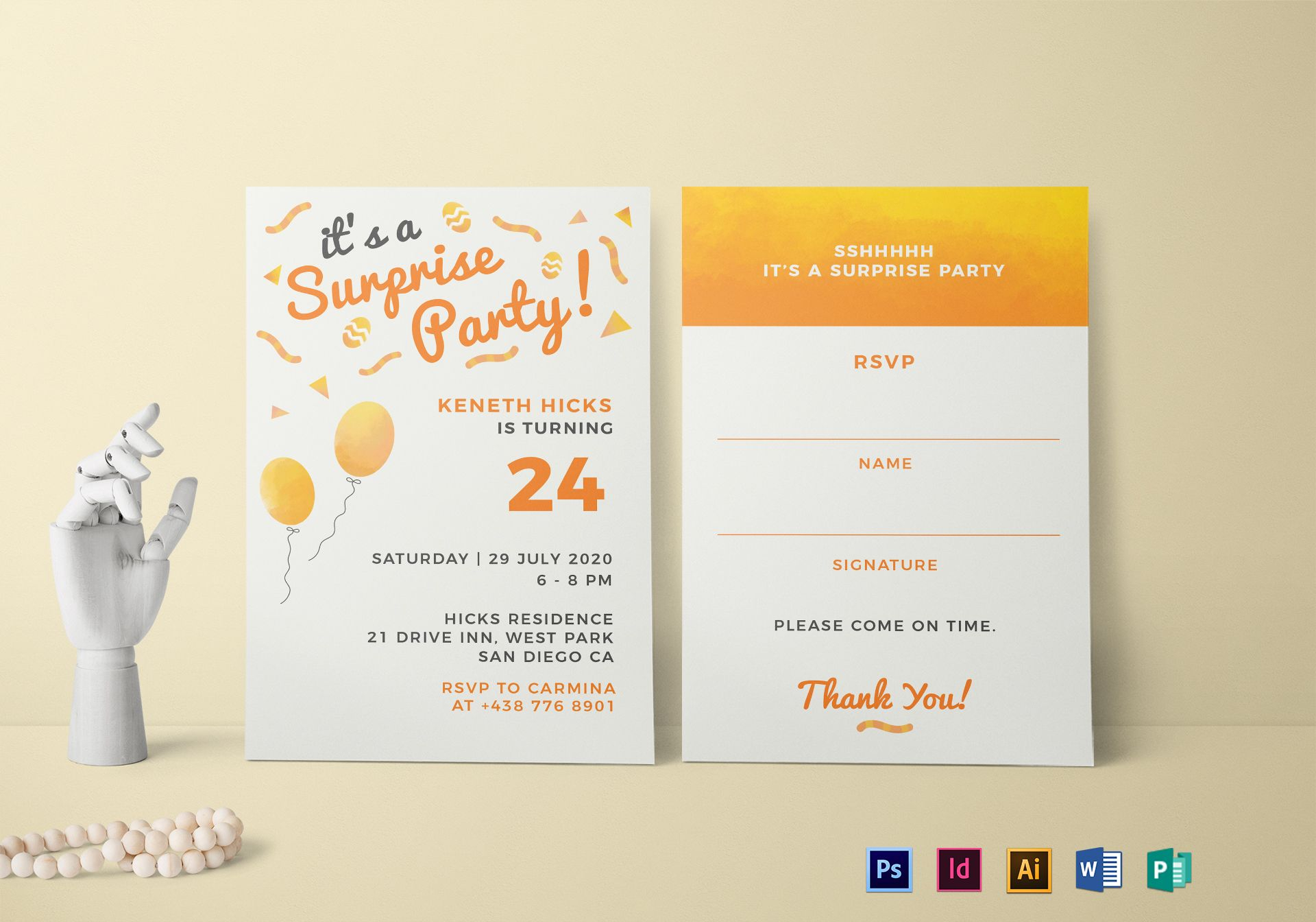 Surprise Birthday Party Invitation Design Template In Psd Word intended for sizing 1920 X 1344