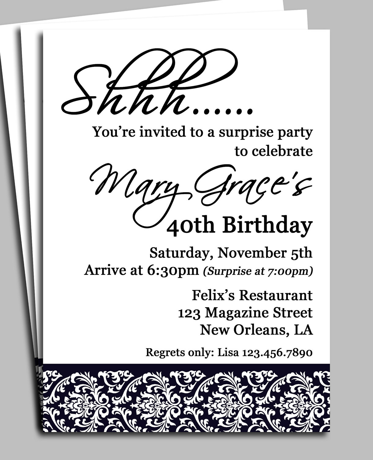 Surprise Birthday Party Invitation Wording For Adults Birthday throughout proportions 1219 X 1500