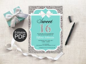 Sweet 16 Invitation Template Blue Sweet Sixteen Invites Etsy in sizing 3000 X 2250