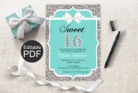 Sweet 16 Invitation Template Blue Sweet Sixteen Invites Etsy with regard to proportions 3000 X 2250
