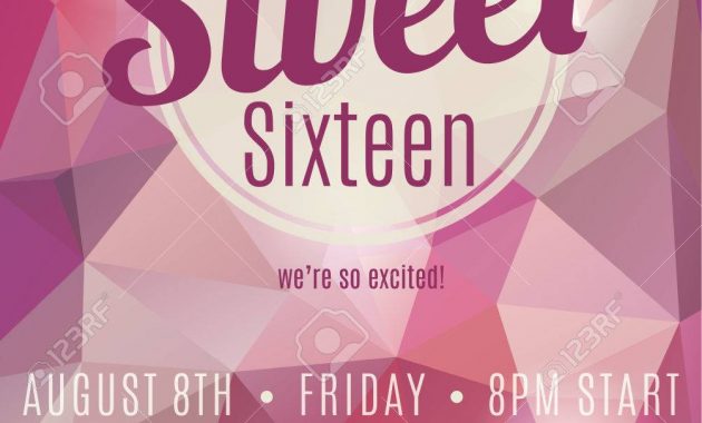 Sweet Sixteen Party Invitation Flyer Template Design Royalty Free with regard to size 1004 X 1300