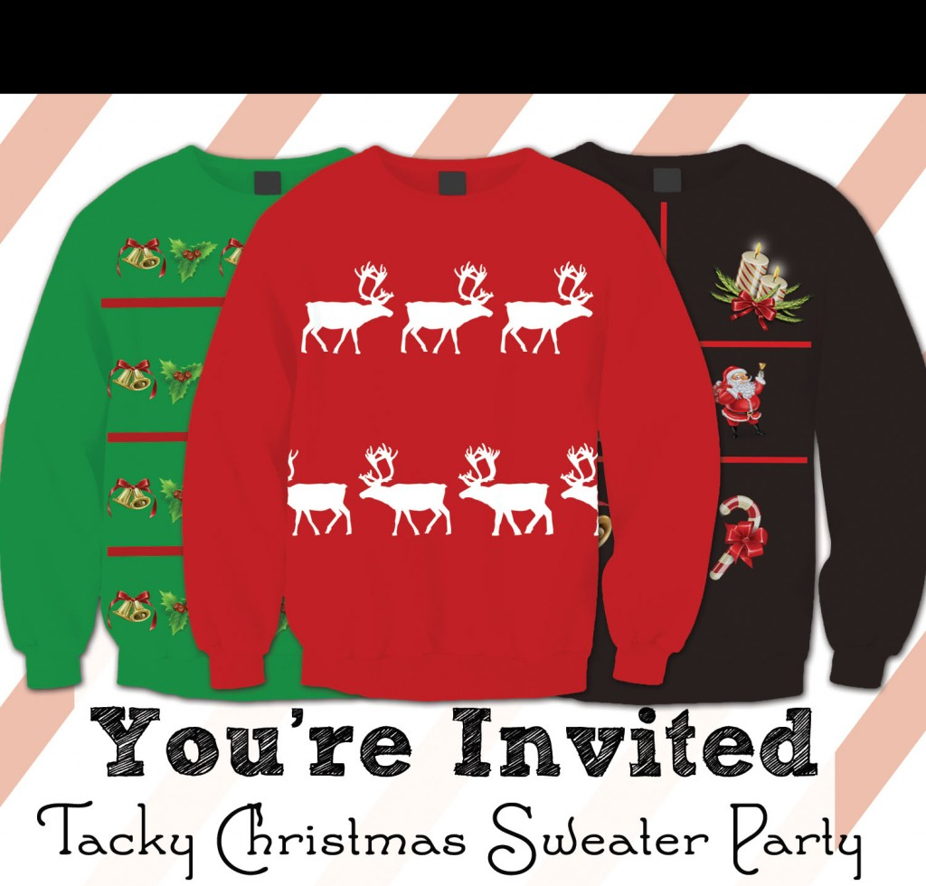 Tacky Christmas Sweater Party Invitations Free Printable This intended for dimensions 1024 X 980