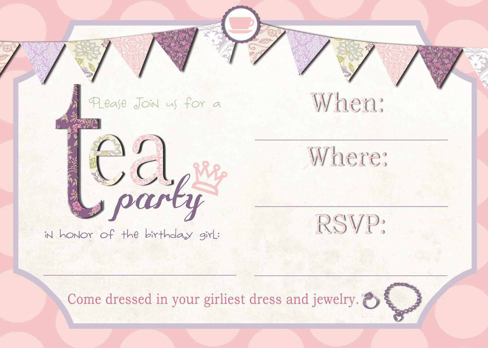Tea Party Invitation Template Download Invitetown Girls Tea with size 1600 X 1143