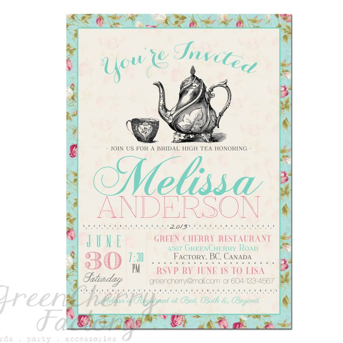 Tea Party Invitation Templates To Print Free Printable Tea Party in proportions 1200 X 1200