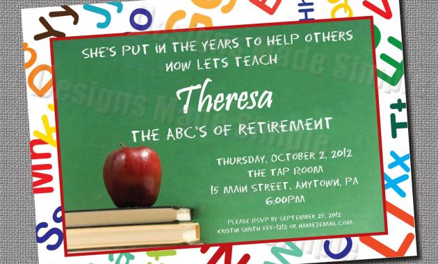 Teacher Retirement Party Invitation Custom Printable Lets Have with regard to sizing 1500 X 1125