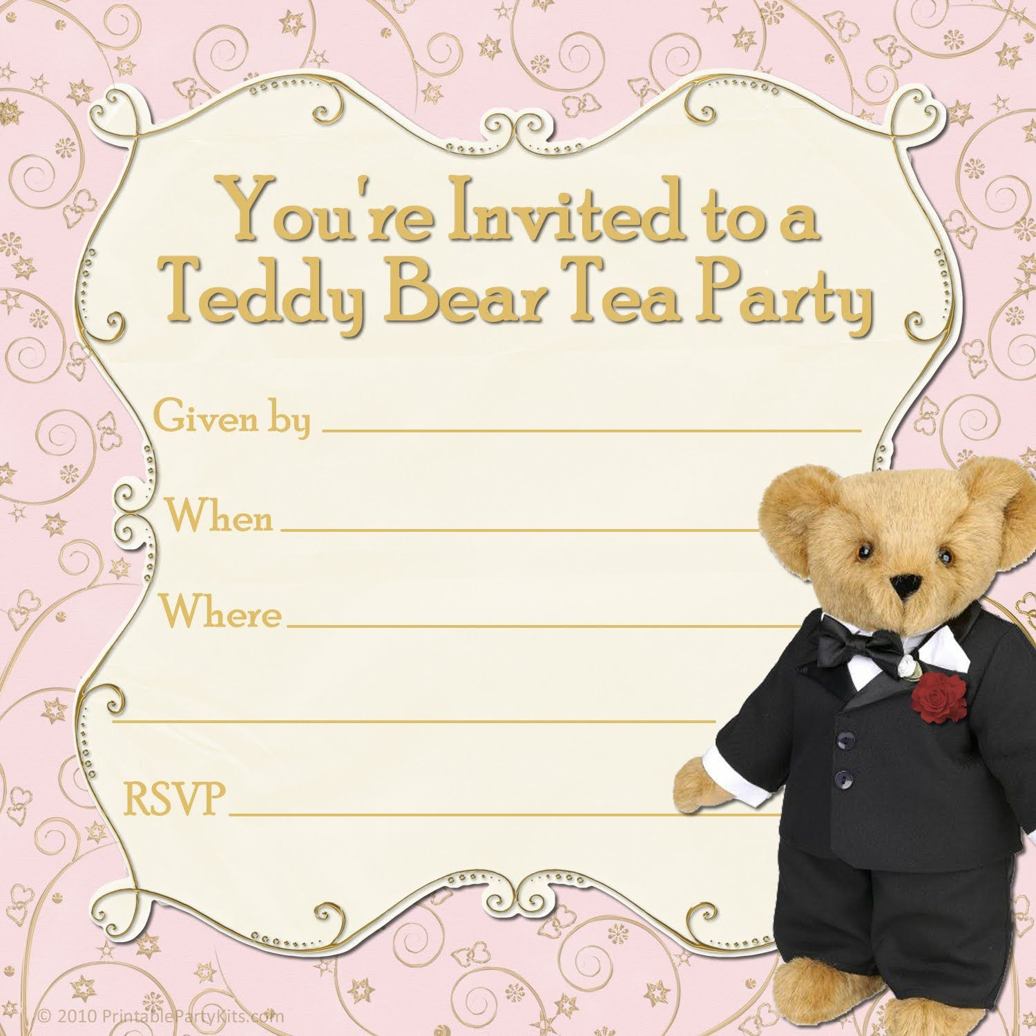 Teddy Bear Party Invitations Templates Free Free Printable Party within dimensions 1500 X 1500