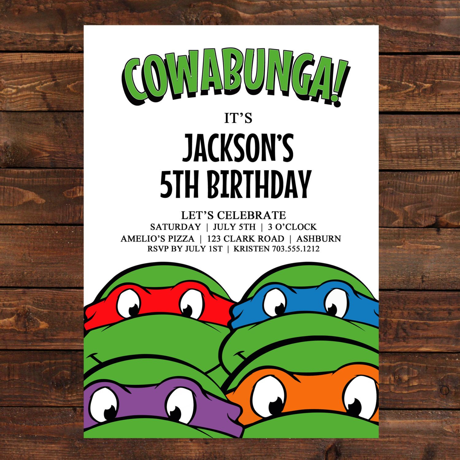 Teenage Mutant Ninja Turtles Birthday Party Invitations Dolanpedia for sizing 1500 X 1500