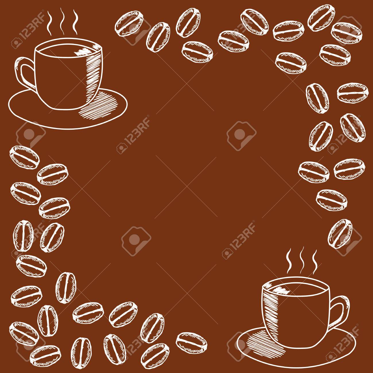 Template For The Invitation With Mug Of Coffee And Coffee Beans pertaining to sizing 1300 X 1300