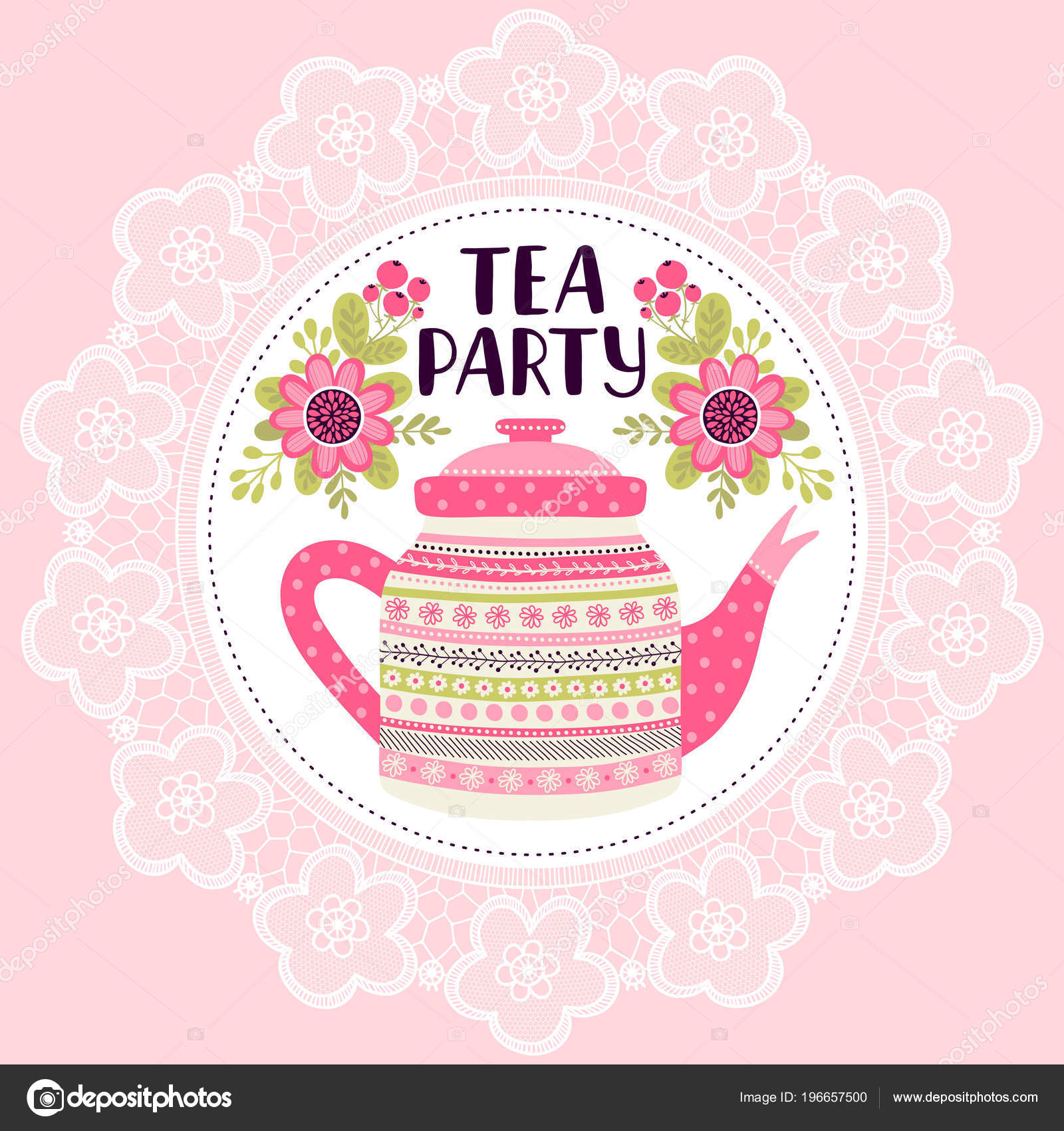 Template Greeting Card Invitation Flowers Teapot Stock Vector in dimensions 1600 X 1700