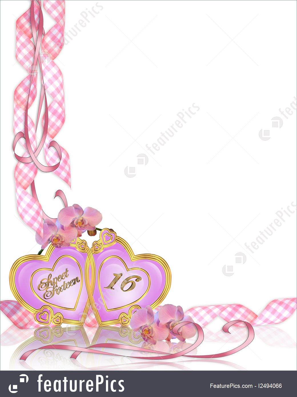 Templates Image And Illustration Composition Of Pink Orchids For Sweet 16 Birthday Party Invitation Template With Copy Space regarding size 1040 X 1392