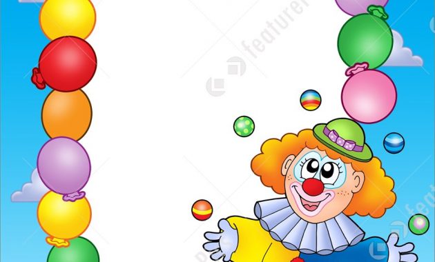 Templates Party Invitation Frame With Clown 4 Stock Illustration pertaining to dimensions 919 X 1392