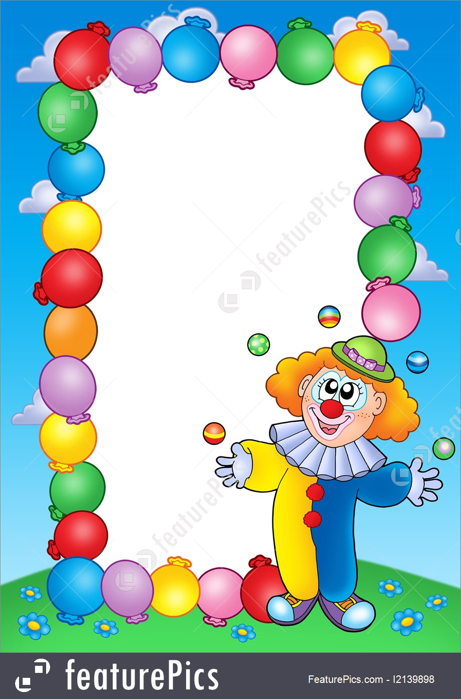 Templates Party Invitation Frame With Clown 4 Stock Illustration pertaining to dimensions 919 X 1392