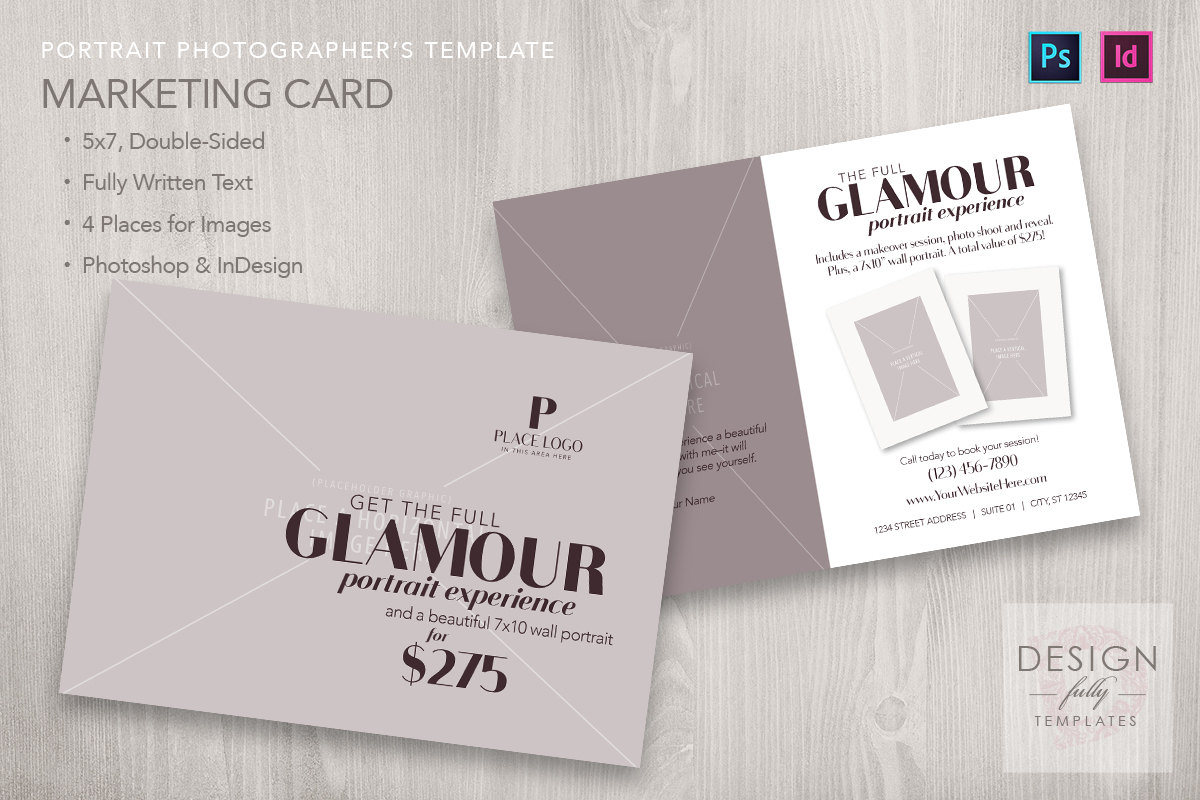 The Glamour Experience 5x7 Marketing Card Template Indesign Cs4 Photoshop Cs6 in dimensions 1200 X 800