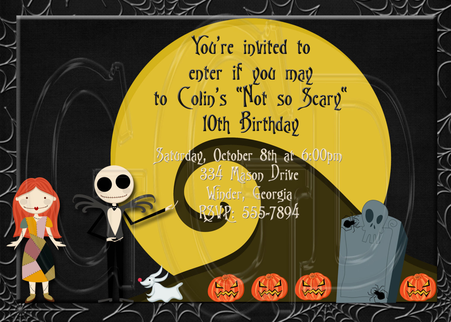 The Nightmare Before Christmas Birthday Party Invitations Birthday with dimensions 1500 X 1071