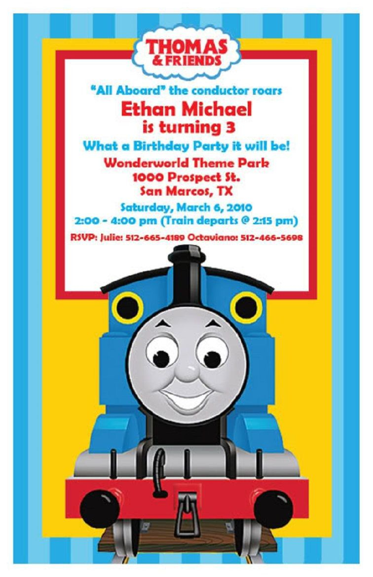 Thomas The Train Birthday Invitations Template Free Party throughout size 756 X 1168