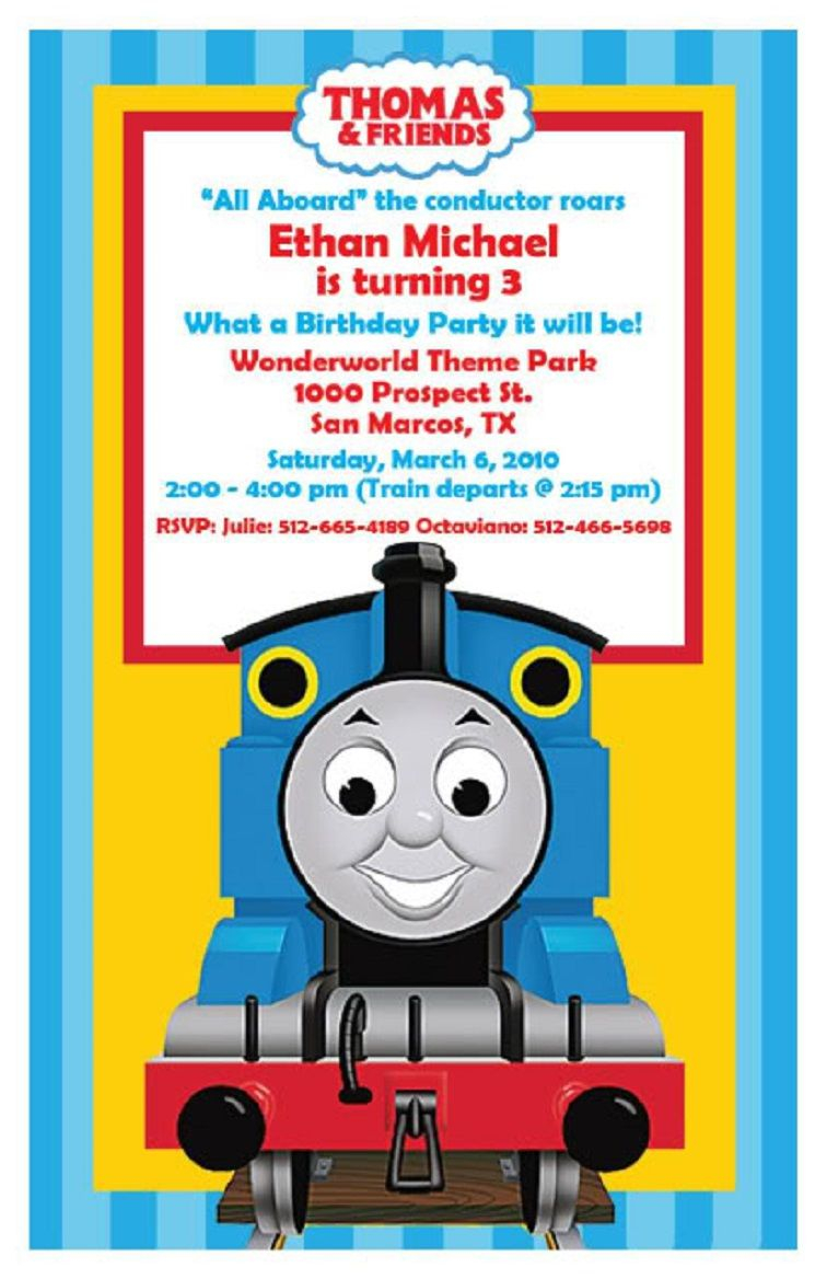 Thomas The Train Birthday Invitations Template Free Party with regard to size 756 X 1168