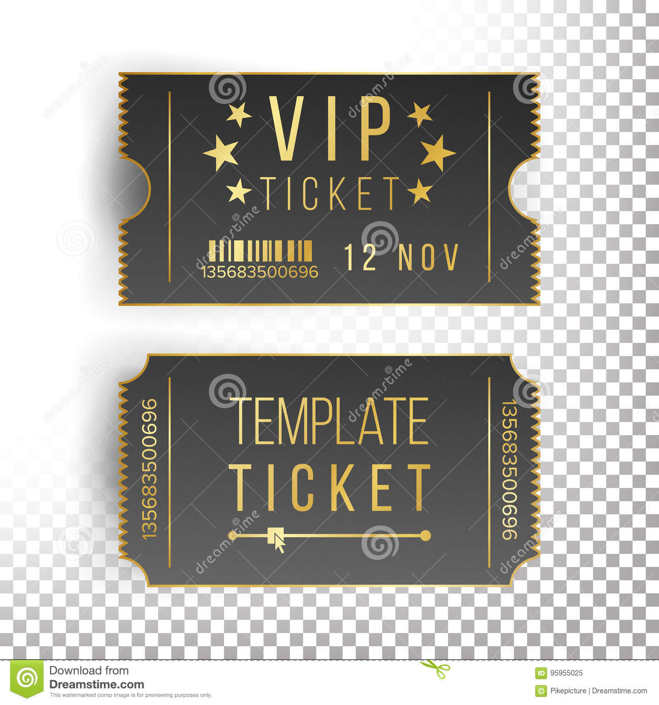 Ticket Template Set Vector Invitation Coupon Stock Vector inside measurements 1300 X 1390