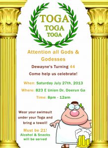 Toga Party Invitations Google Search Bunco Toga Party for measurements 1500 X 2067