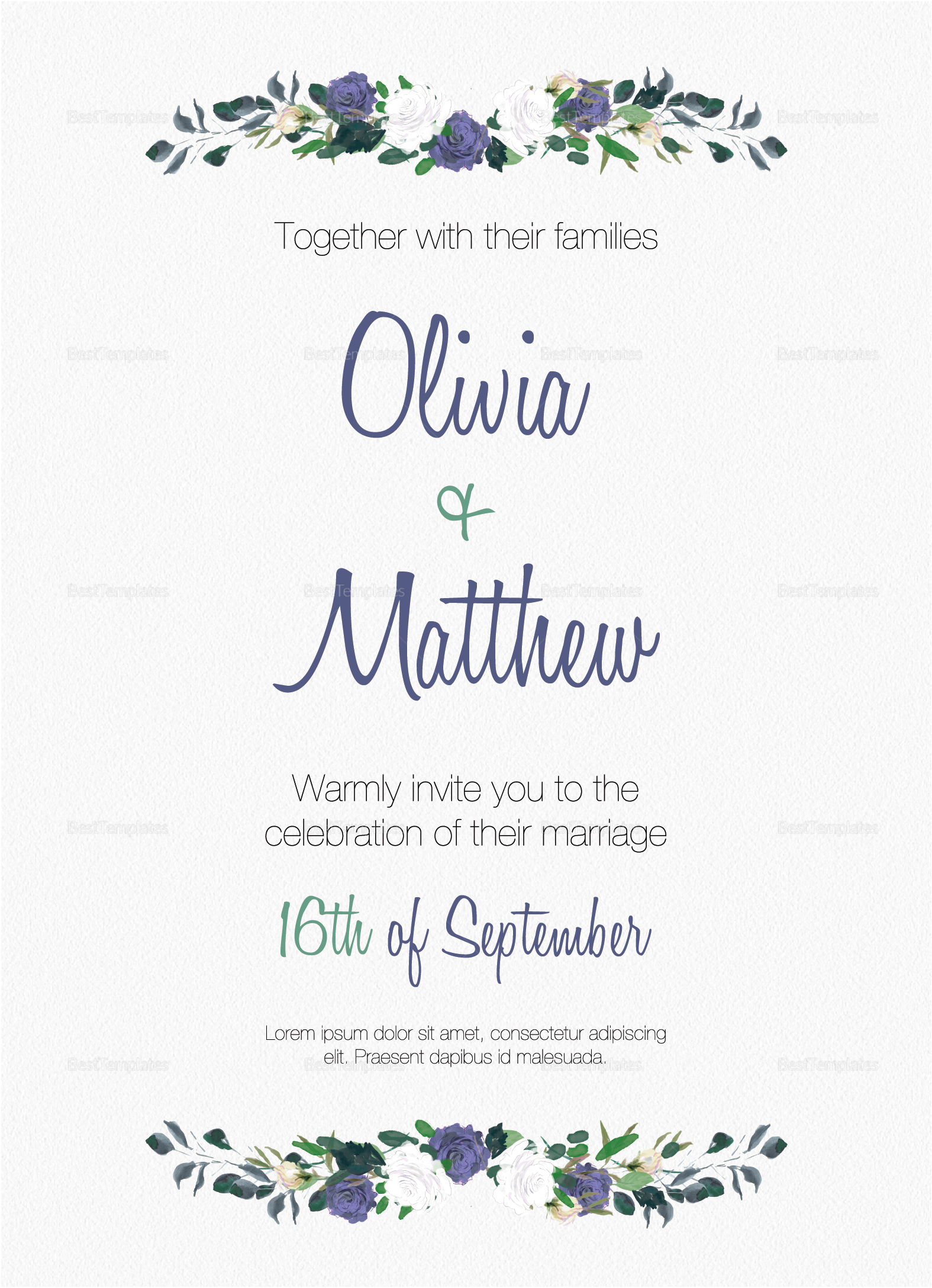 Traditional Wedding Invitation Design Template In Psd Word in proportions 1575 X 2175