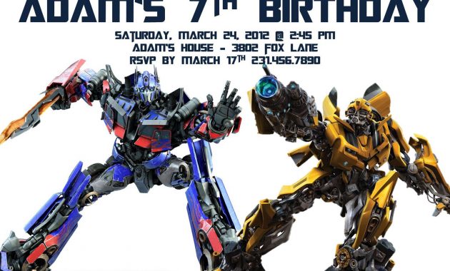 Transformers Birthday Invitation Template Party Alistairs 5th intended for measurements 1500 X 1071