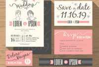 Trendy Wedding Invitation Set Design Template Vector Image in measurements 1000 X 926