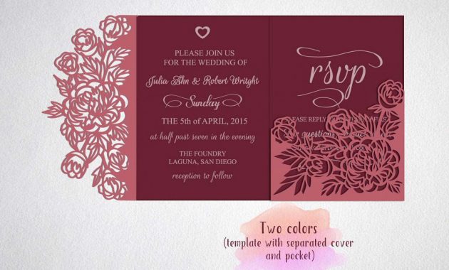 Tri Fold Wedding Invitation Card Template Laser Cut Sxg Dxf in dimensions 1200 X 800