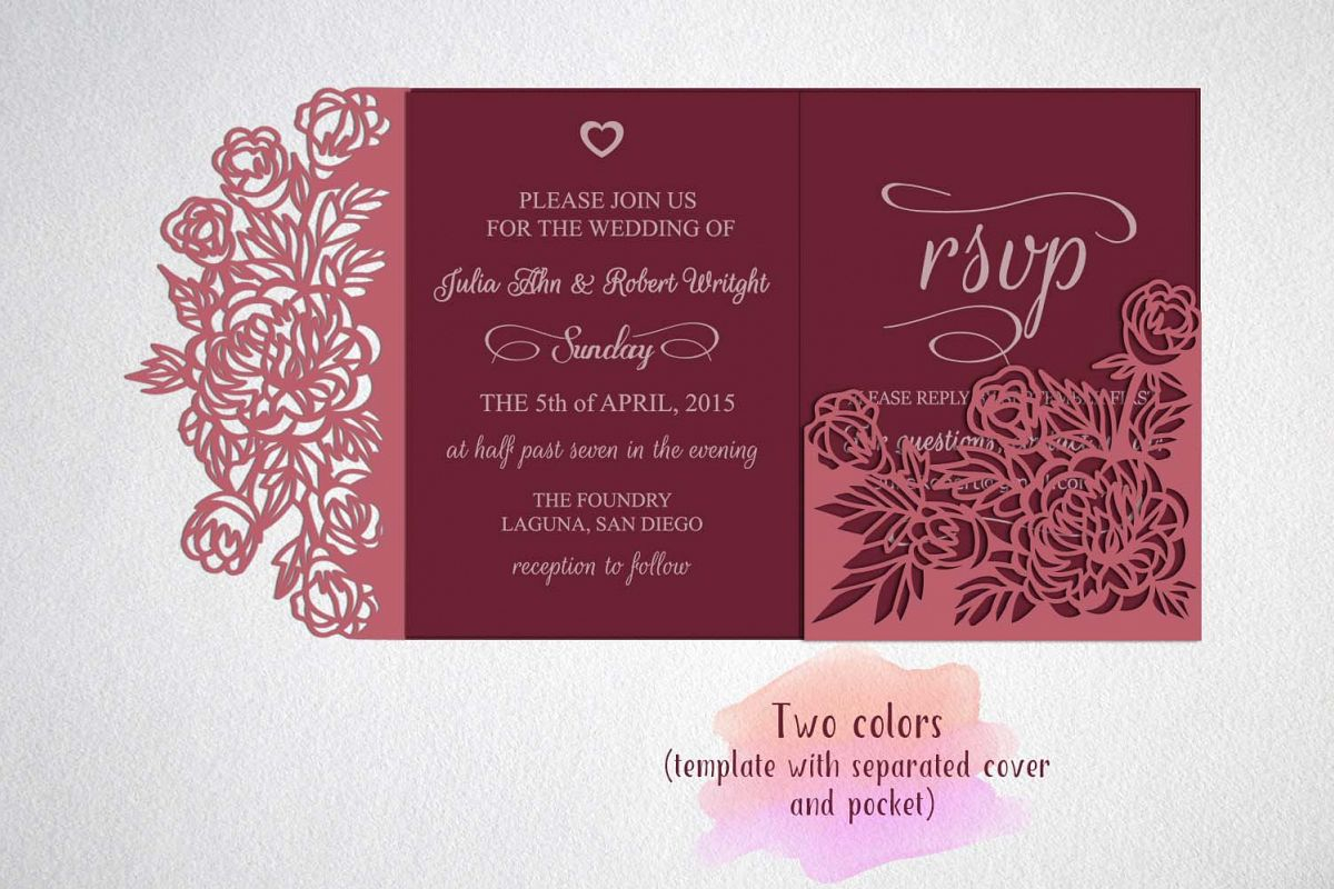 Tri Fold Wedding Invitation Card Template Laser Cut Sxg Dxf regarding sizing 1200 X 800