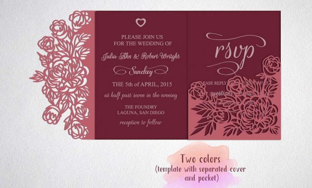 Tri Fold Wedding Invitation Card Template Laser Cut Sxg Dxf with regard to size 1200 X 800