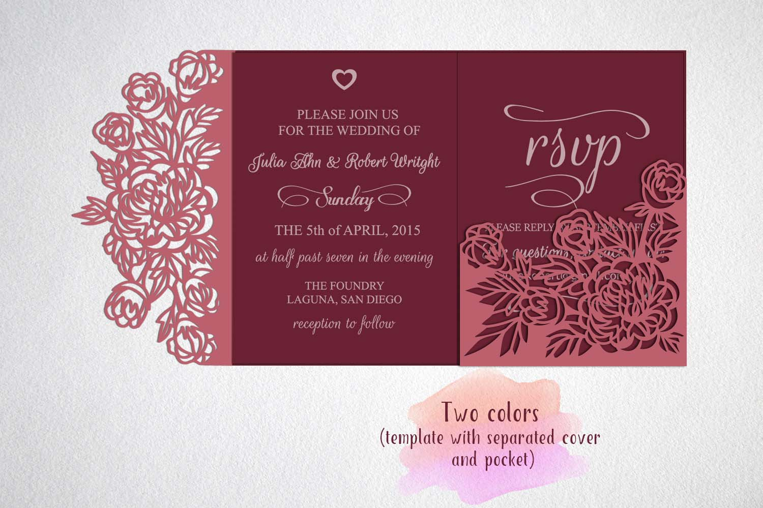 Tri Fold Wedding Invitation Card Template Laser Cut Sxg Dxf within size 1500 X 999