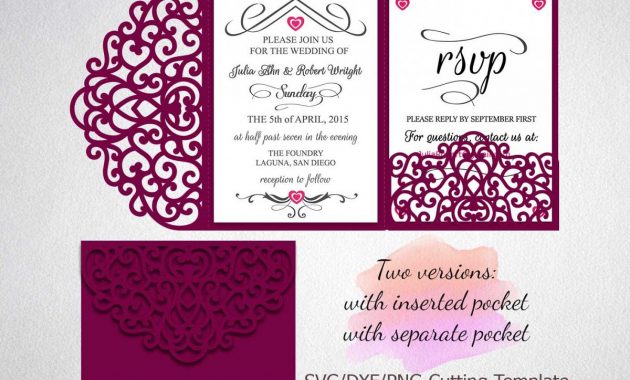 Tri Fold Wedding Invitation Pocket Envelope Svg Dxf Template in size 1200 X 800