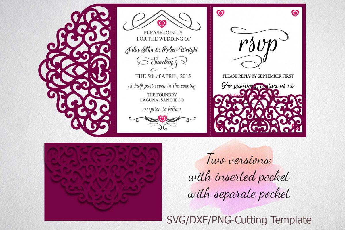 Tri Fold Wedding Invitation Pocket Envelope Svg Dxf Template throughout dimensions 1200 X 800