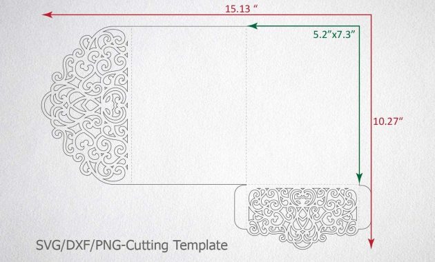 Tri Fold Wedding Invitation Pocket Envelope Svg Template Tri Fold regarding sizing 1400 X 933