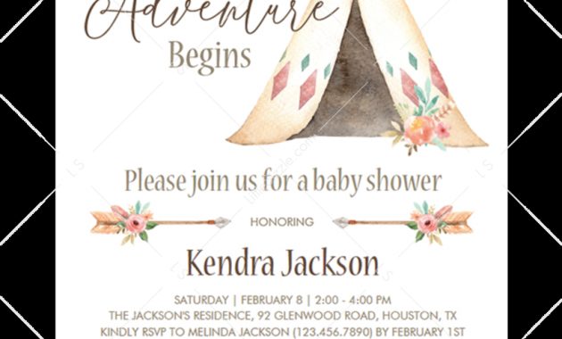 Tribal Ba Shower Invite Template Boho Teepee In 2019 in measurements 819 X 1024