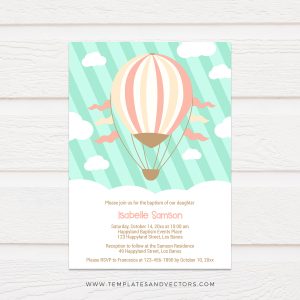 Tvc126 Hot Air Balloon Ride Baptism Invitation Diy Printable Template pertaining to sizing 1500 X 1500