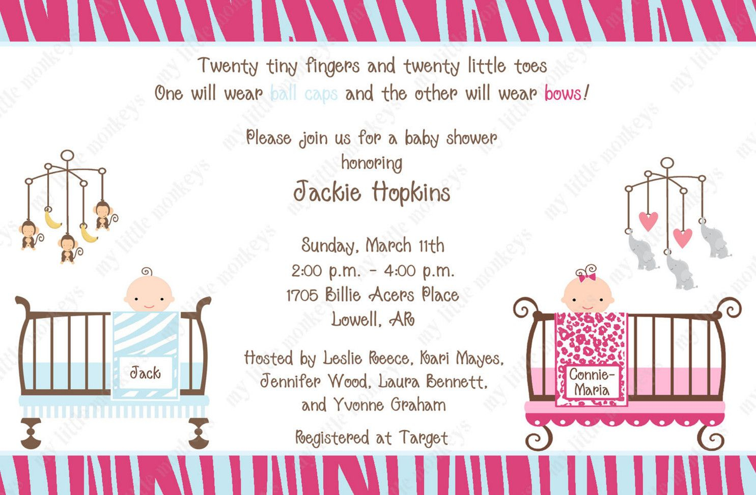 Twin Ba Shower Invitations Boy And Girl Diy And Crafts inside sizing 1485 X 973