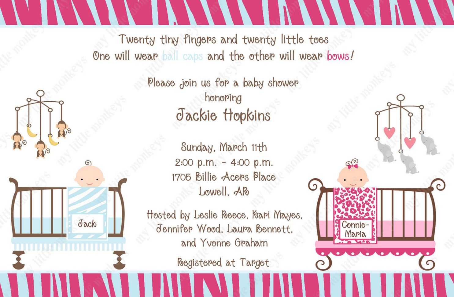 Twin Ba Shower Invitations Boy And Girl Diy And Crafts with regard to dimensions 1485 X 973