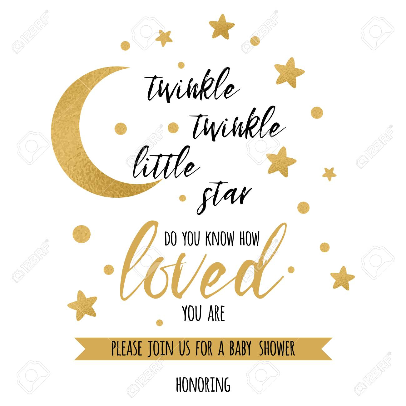 Twinkle Twinkle Little Star Text With Gold Star And Moon For Stock regarding measurements 1300 X 1300