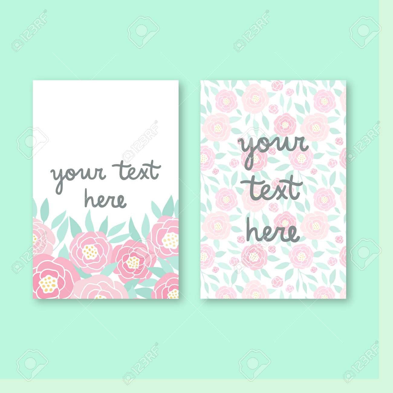 Two Cute Invitation Templates Vector Hand Drawn Cards Stock Photo within size 1300 X 1300