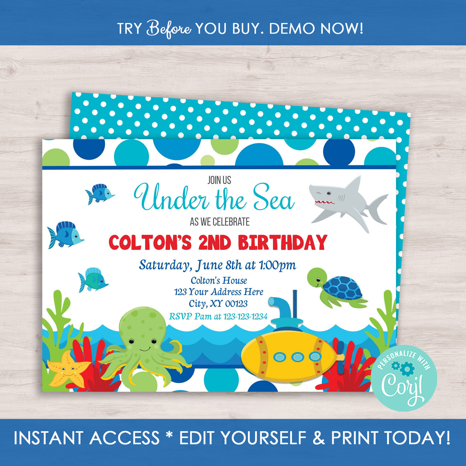 Under The Sea Birthday Invitation Template Fish Birthday Etsy within size 1500 X 1500